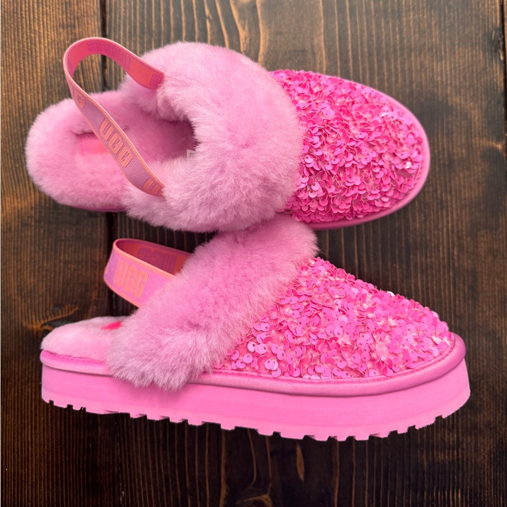 Pink UGG SequinSlippers. Size youth 4